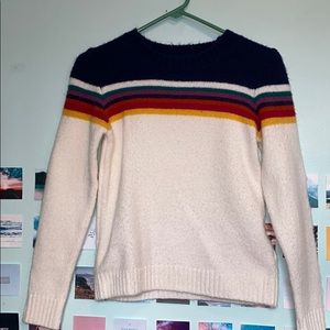 Forever 21 Colorful Muted Rainbow Striped Sweater